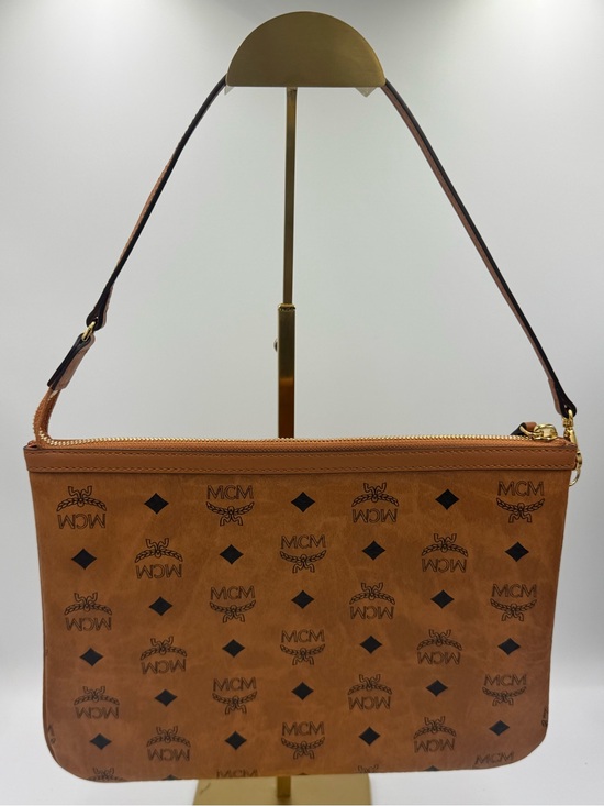 MCM Handbags - MCM Cognac Visetos Logo Zip Shoulder Bag/Pouch COA NWOT